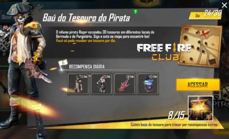 Como fazer para ver mapa do tesouro free fire dia 24